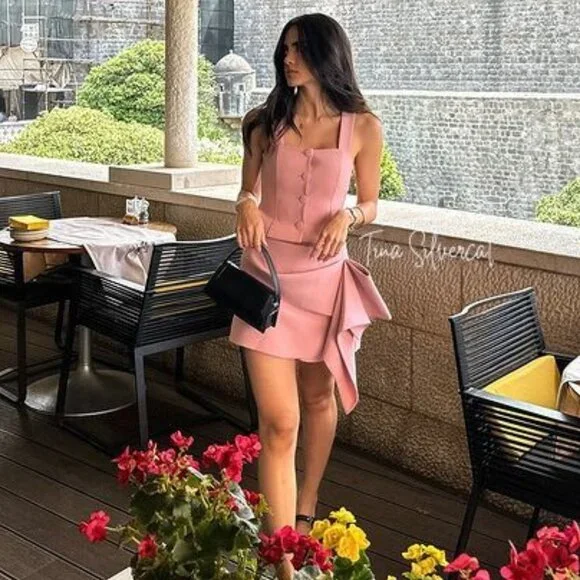BLOGGER'S FAVE! Zara 2 Piece Voluminous Skort And Bustier Set Pink NWT